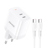 ALIMENTATORE USB JOKADE JB084 RICARICA RAPIDA USB-C 30W CON CAVO USB-C - USB-C 1M BIANCO
